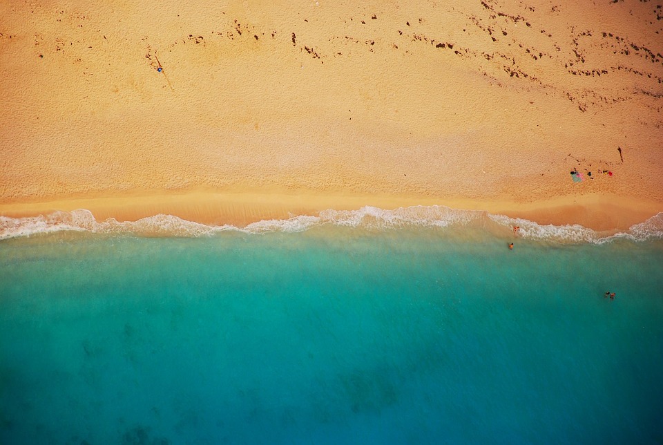 ビーチ, 海岸線, 航空写真, バード アイ ビュー, ゼ写真, 海岸, 海, 海洋, 波, 夏, 砂, 休暇